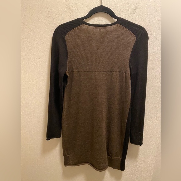 Eileen Fisher Brown Merino Wool Color Block V-Neck Sweater Dress Petite Small - Picture 4 of 9